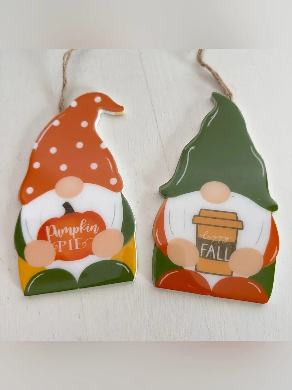 2 Fall Gnome Ornaments Pumpkin Pie Happy Fall